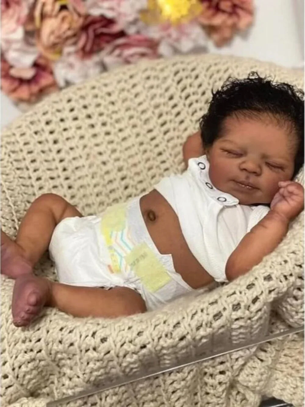 18 Inch Black Reborn Baby Boy Doll Solid Medical Silicone Waterproof